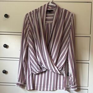 Romeo & Juliet Couture Striped Blouse - White and Pink